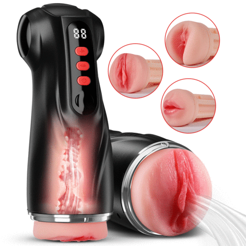 Daphne - 3 Sleeves Pocket Pussy Penis Pump with 9 Sucking & 9 Vibrating Male Stroker