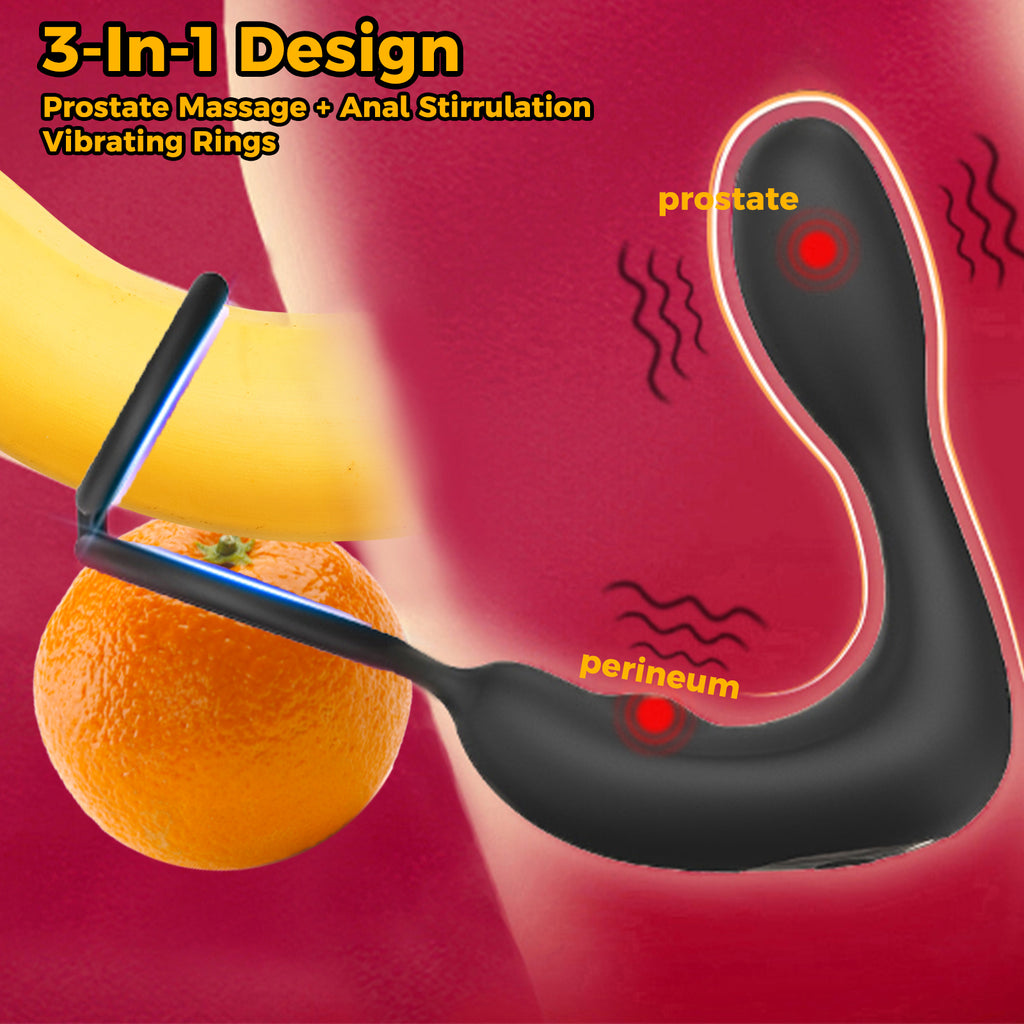 Male prostate massager, vibrating anal plug, locking ring, remote control for adult sex toys