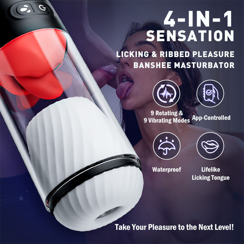 【Free Lube！】App Controlled Male Masturbator with 9 Tongue Licking & Vibration Modes