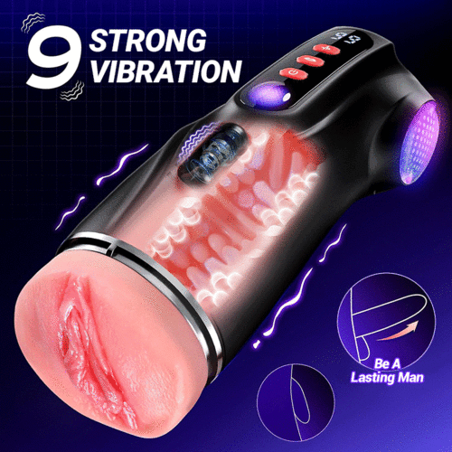 Daphne - 3 Sleeves Pocket Pussy Penis Pump with 9 Sucking & 9 Vibrating Male Stroker