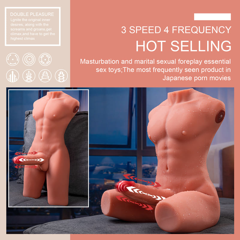 Jackson 17.63LB 6.69Inch Electric PulseThrusting Vibrating Dildo Tan Skin Male Torso Sex Doll    sku：SQ-MAR30023-X9440K